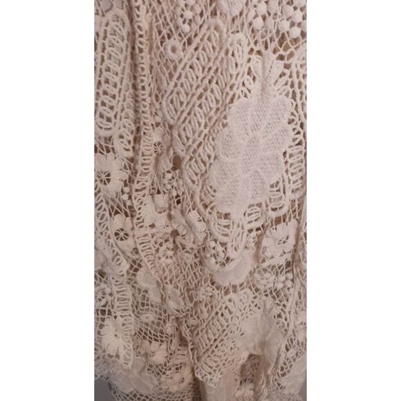 Altar'd State Crochet Floral Boho Hippie Cream Open Vest Women's Size XS - Picture 6 of 6